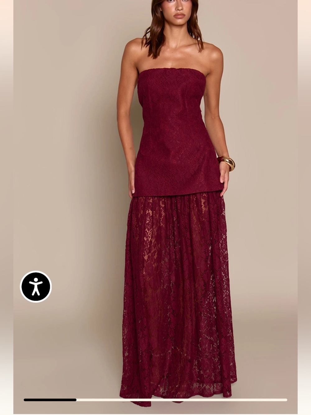 PLT Strapless Lace Maxi Dress